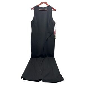 Adrianna Papell Women's Size 16 Black Crepe Halter Jumpsuit Zip Romper MSRP $199